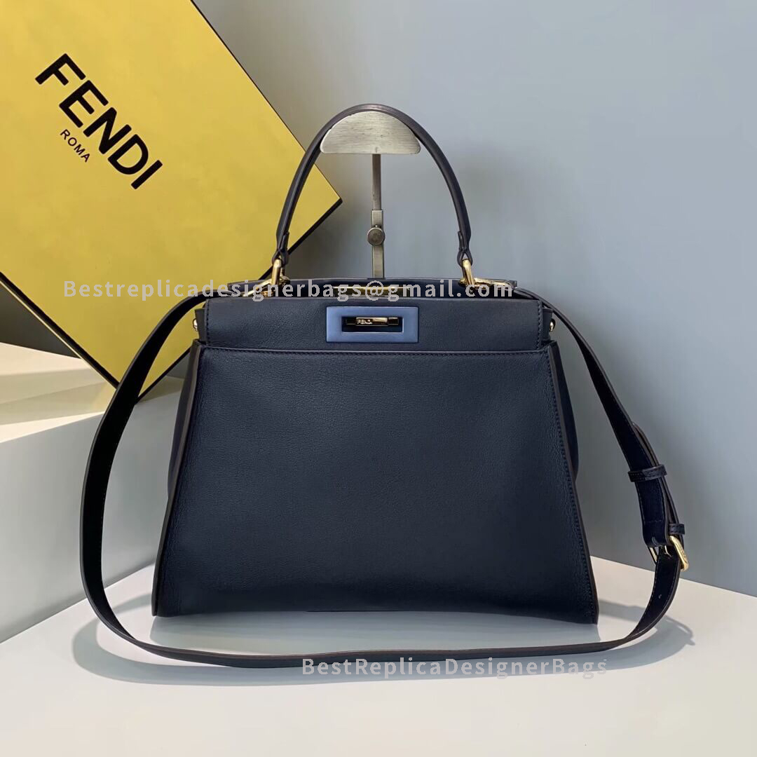 Fendi Peekaboo Iconic Medium Blue Leather Bag 2108BM